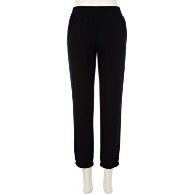 Black tapered smart jogger trousers