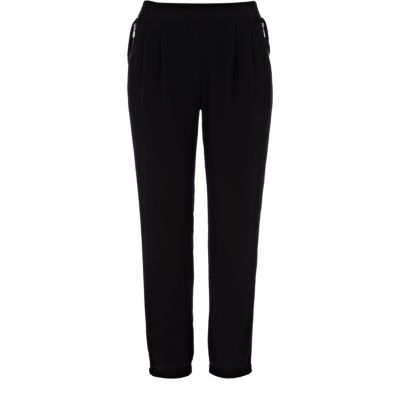 Black tapered smart jogger trousers
