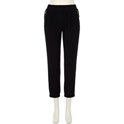 Black tapered smart jogger trousers