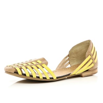 Beige two tone woven sandal slippers