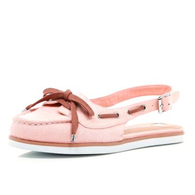 Pink sling back boat shoes