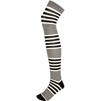 Black and white stripe over the knee socks