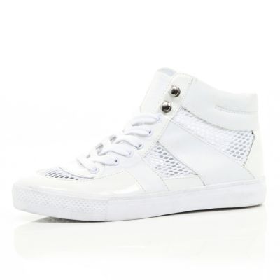White mesh insert high tops
