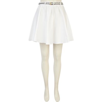 White belted skater skirt