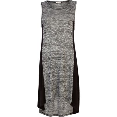 Grey space dye contrast panel tunic dress