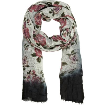 Cream rose print ombre lightweight scarf