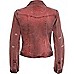 Red faded embroidered pocket denim jacket