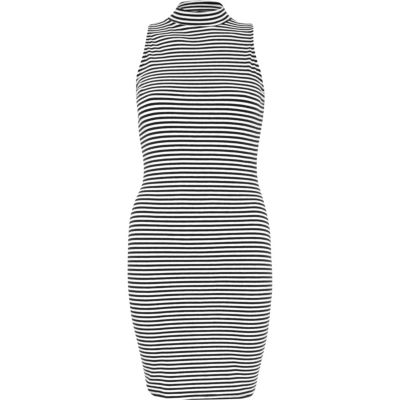 Navy and white stripe turtleneck dress