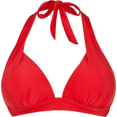 Red moulded cup push-up bikini top