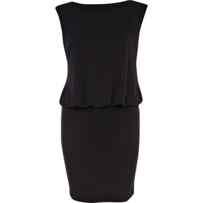 Black diamante open back mini dress