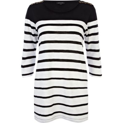 Black stripe eyelet shoulder tunic
