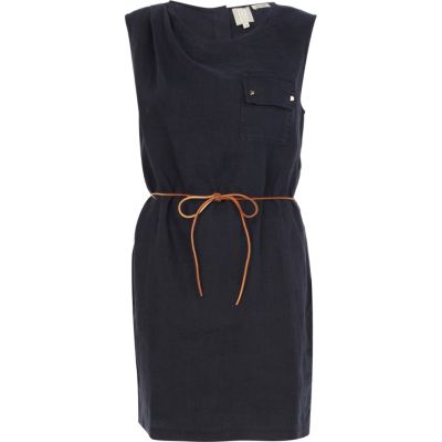 Navy sleeveless swing dress 