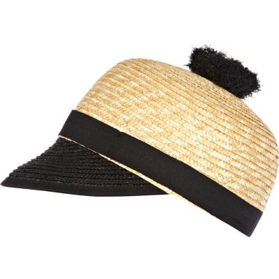 Cream raffia two-tone Captain's hat
