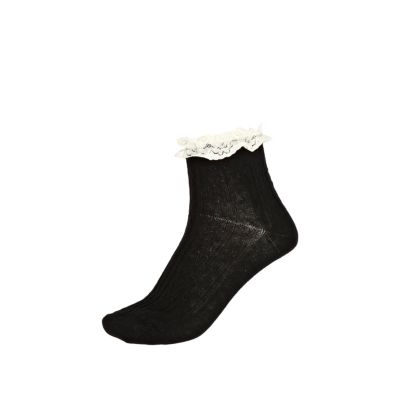 Black lace frill ankle socks
