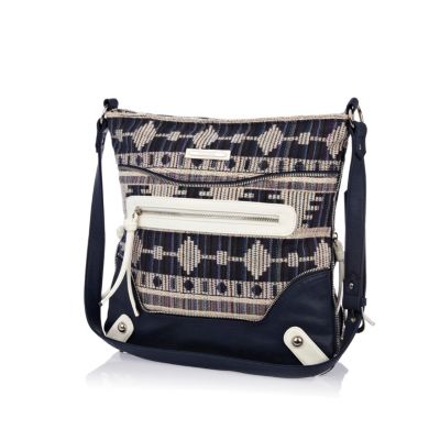 Navy aztec print messenger bag