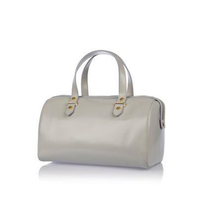 Grey structured leather bowler bag