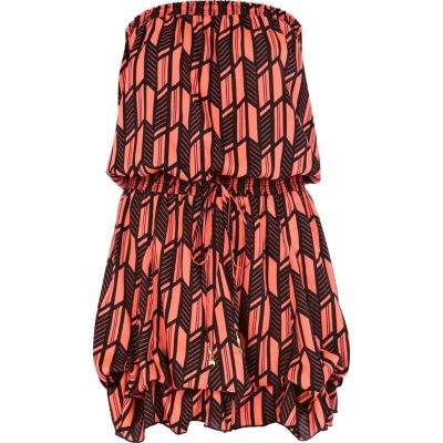 Red print bandeau dress