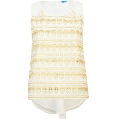Cream skull lace diamante crop top