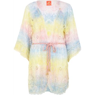Pink Pacha rainbow lace kimono