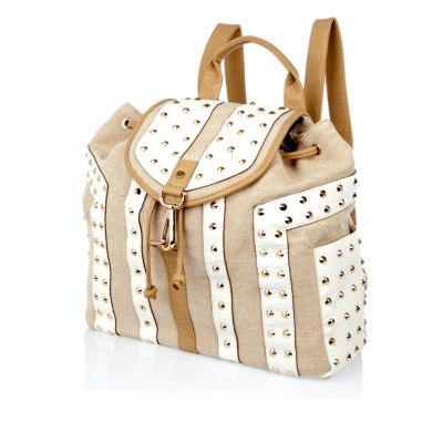 White studded contrast panel rucksack