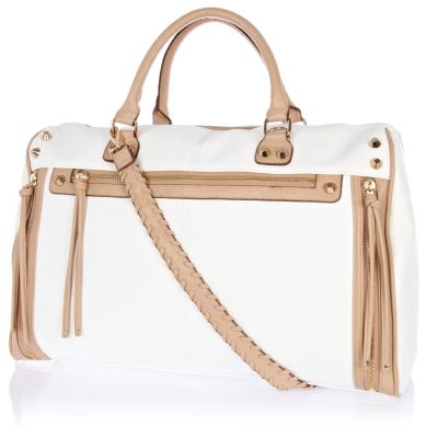 White tumbled contrast trim holdall