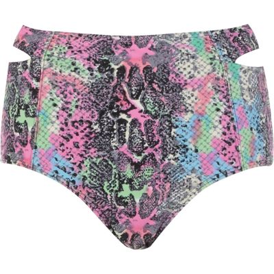 Purple python print cut out bikini bottoms
