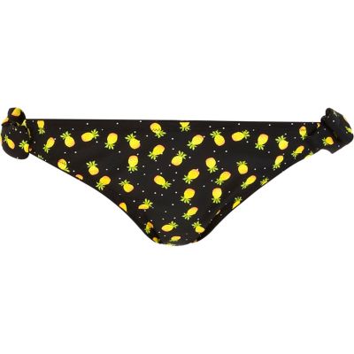 Black pineapple print bikini bottoms
