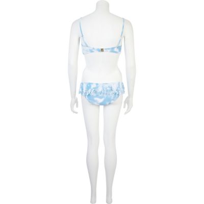 Blue print broderie anglaise bikini top
