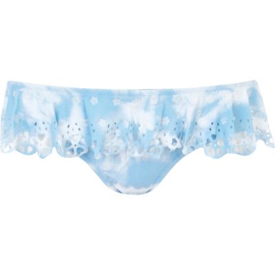 Blue print broderie anglaise bikini bottoms