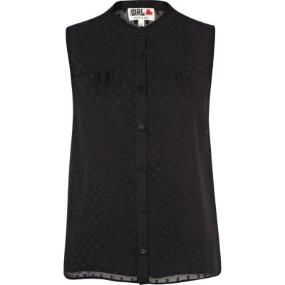 Black Chelsea Girl polka dot sleeveless shirt