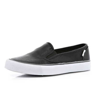 Black slip on chunky sole plimsolls