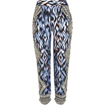 Blue print tapered trousers