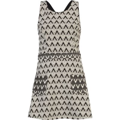 Black and white printed pinafore dress