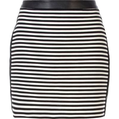 Black and white stripe mini skirt