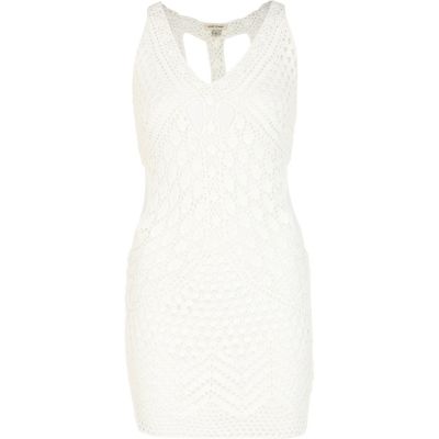 White crochet racer back cut-out dress