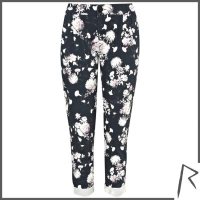 Black Rihanna floral print trousers 