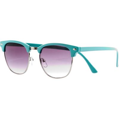 Aqua half frame retro sunglasses