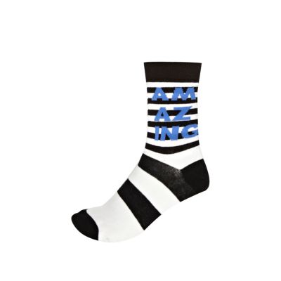Black and white striped amazing ankle socks