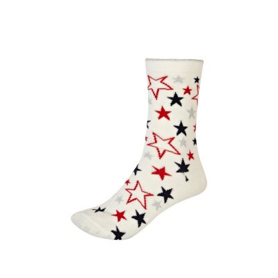 Cream lurex star pattern ankle socks