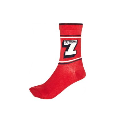 Red lucky 7 novelty ankle socks