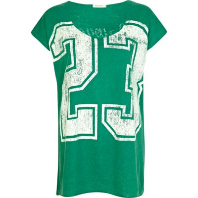 Green 23 print oversized t-shirt
