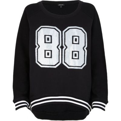Black and white 88 sequin print boxy jumper