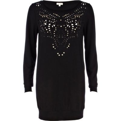Black laser cut out sweatshirt