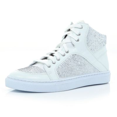 White heatseal panel high tops