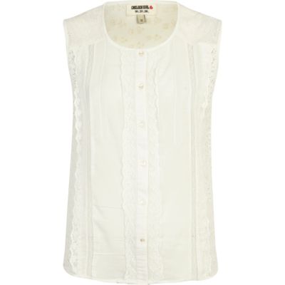 Cream Chelsea Girl button through top