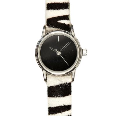 White zebra pony skin watch