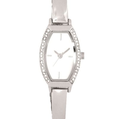 Silver tone diamante bracelet watch