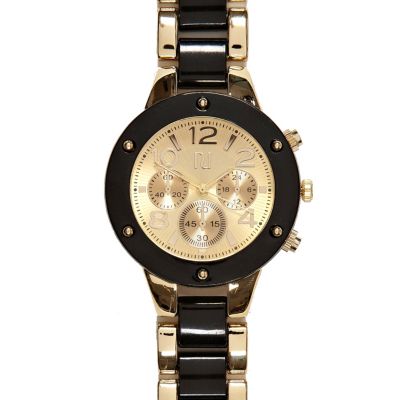 Black and gold tone bracelet watch