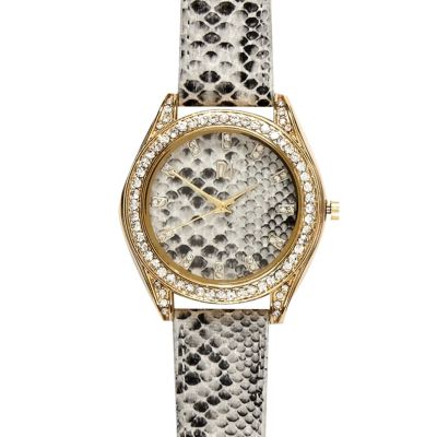 Brown snake embellished watch