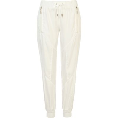 White utility cuffed hem trousers